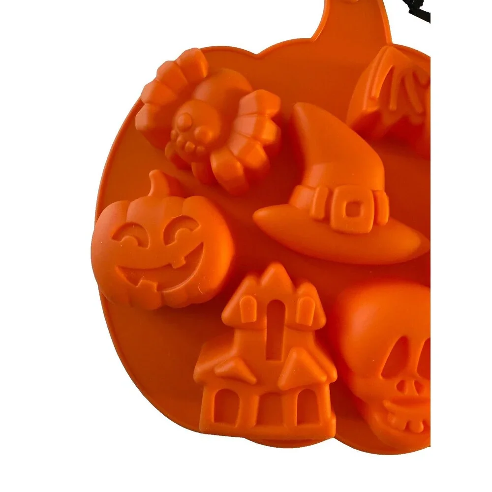 Ghoulish Halloween Cakelet Baking Mold Cake Brownies Resin Clay Bat Skull Spider